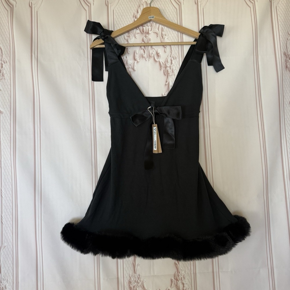 Skims Cloud Mini Dress Onyx Black Size M NWT Limited Rare